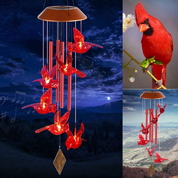 Cardinal Bird Solar WindChimes