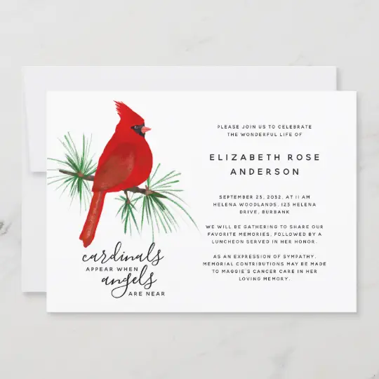 Cardinal Funeral Celebration of Life Invitation Card