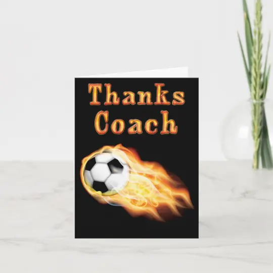 Custom Cool Flaming Soccer Thank You Card