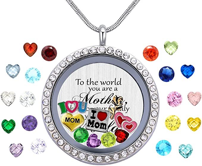 Grandma Necklace with Memory Lockets and Birthstones