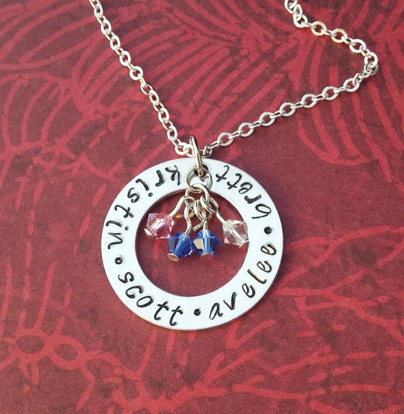 Grandma necklace with Kids' Names and Birthstones